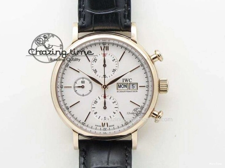 MIROTIME 1228 Portuguese Chrono IW3716 Z+F 1:1 Best Edition White Dial on Gray Rubber Strap A WrinkleFree 7014